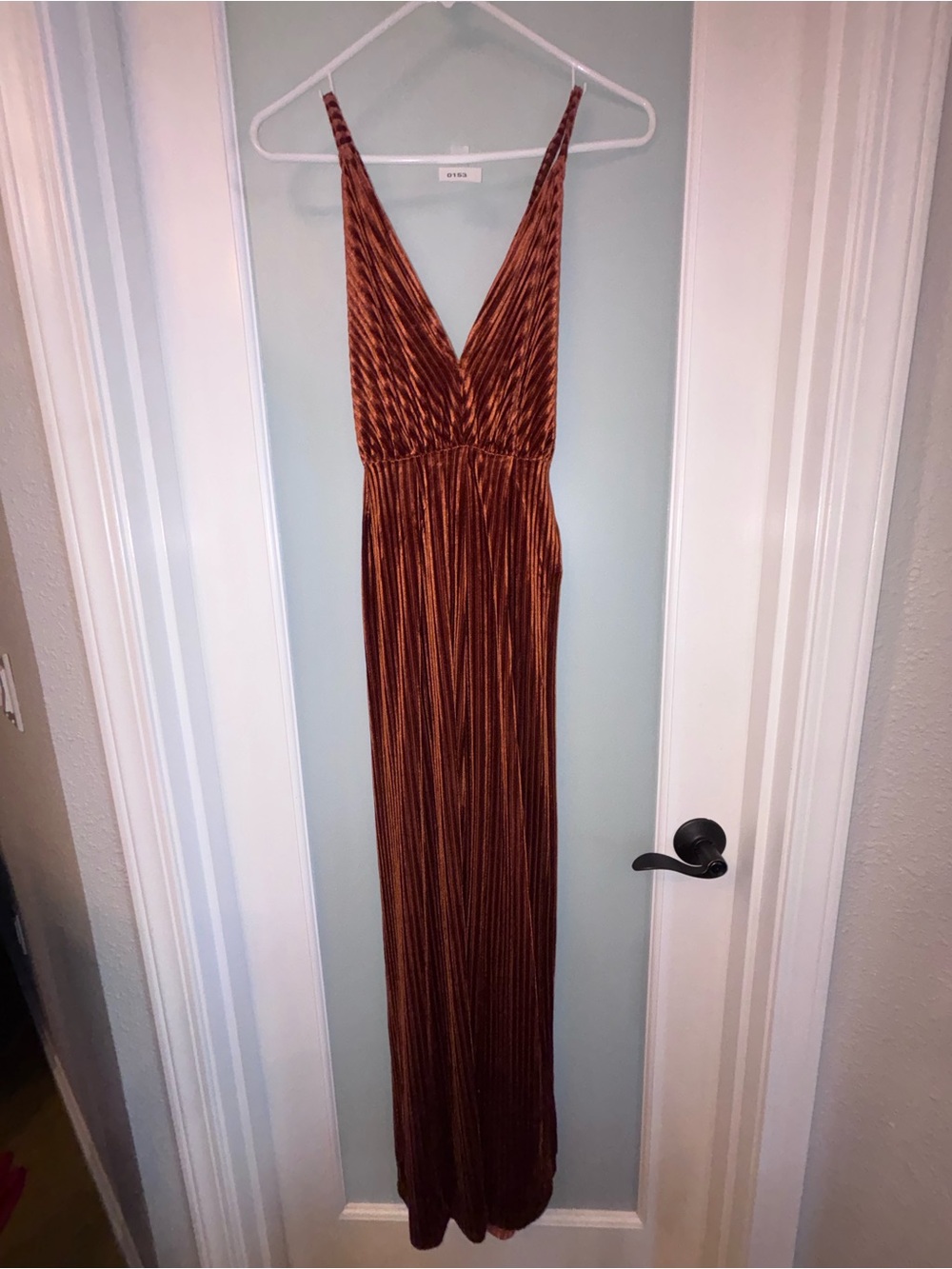 Gorgeous Chenille burnt orange dress to the floor straps